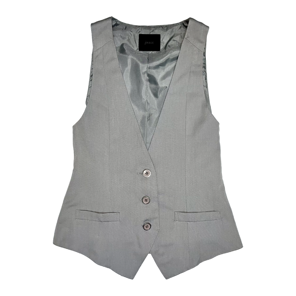 (vtg) Soft gray color silk vest